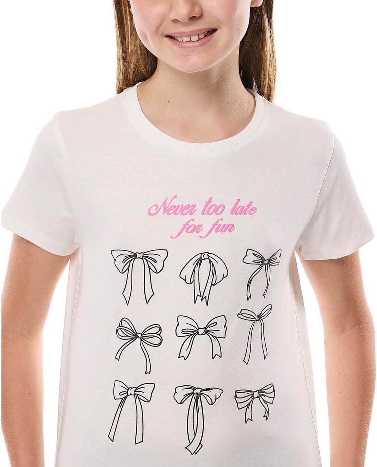 تيشرت مطبوع برقبة دائرية ضيقة واكمام قصيرة للبنات، موديل 325-1368TG126-1 9 61PeNSomdSL. AC SL1500