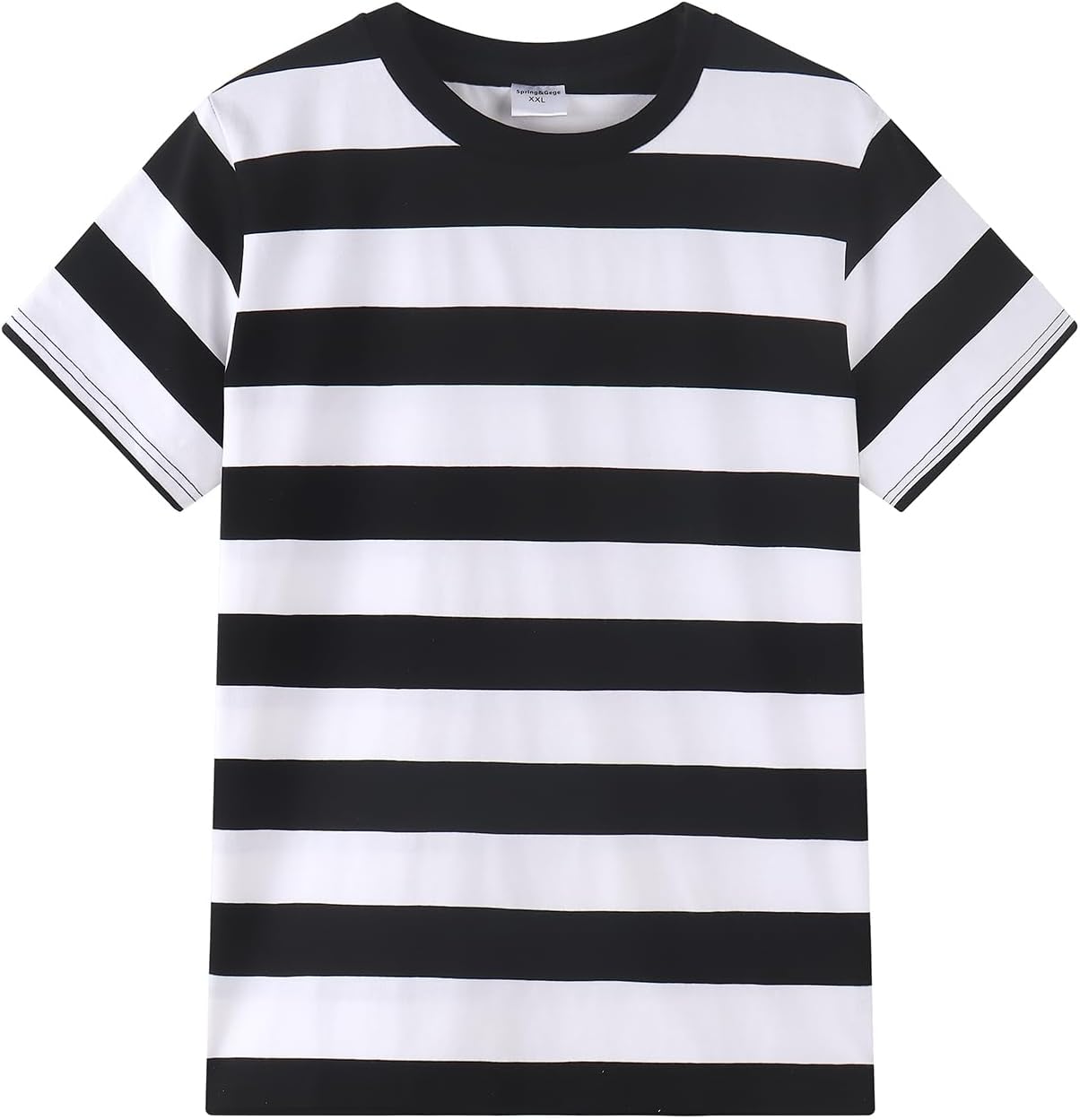 تي شيرت أولادي مخطط من سبرينج اند جيجي بأكمام قصيرة ورقبة دائرية ضيقة