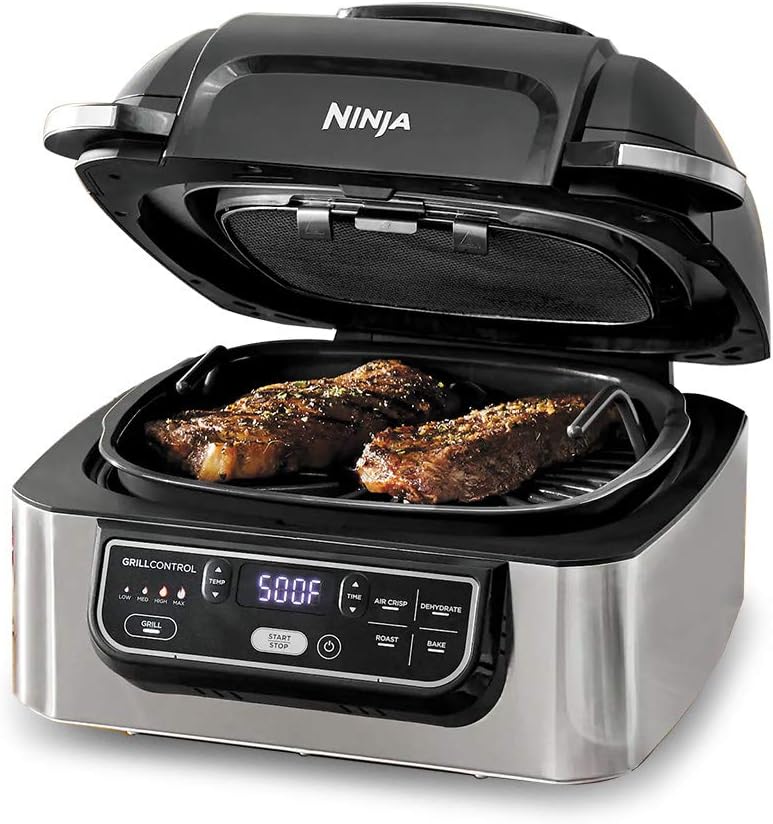 نينجا فودي 5 في 1، شواية كهربائية داخلية على سطح الطاولة مع مقلاة هواء بسعة 4 لتر، للشوي، الخبز، التحميص، التجفيف، وتقنية الشواء الإعصارية، 1760 واط، فضي، AG301ME 10 نينجا فودي 5 في 1، شواية كهربائية داخلية على سطح الطاولة مع مقلاة هواء بسعة 4 لتر، للشوي، الخبز، التحميص، التجفيف، وتقنية الشواء الإعصارية، 1760 واط، فضي، AG301ME