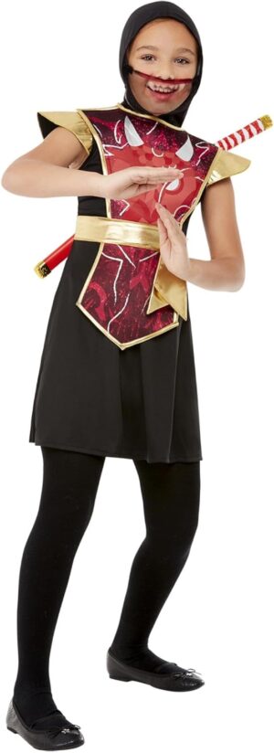 زي محارب النينجا فستان أحمر وسيف، البوليستر