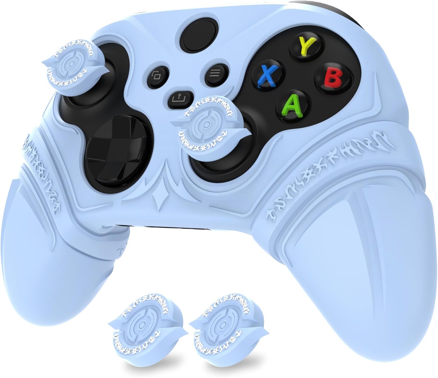 بلاي فيتال حافظة لذراع تحكم Xbox Series X/S - حافظة واقية مضادة للانزلاق مع اغطية عصا التحكم وملصقات، واقي لوحدة التحكم اللاسلكية Xbox Core - اصدار رونز (ازرق)