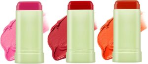 مجموعة عصي بلاشر ب3 ألوان، قلم بلاشر سادة متعدد الاستخدامات لترطيب يدوم طويلا ومقاوم للماء، مرطبة وسهلة الدمج لتحديد العيون، الشفاه والخدود من يووج®، مكونة من 3 قطع