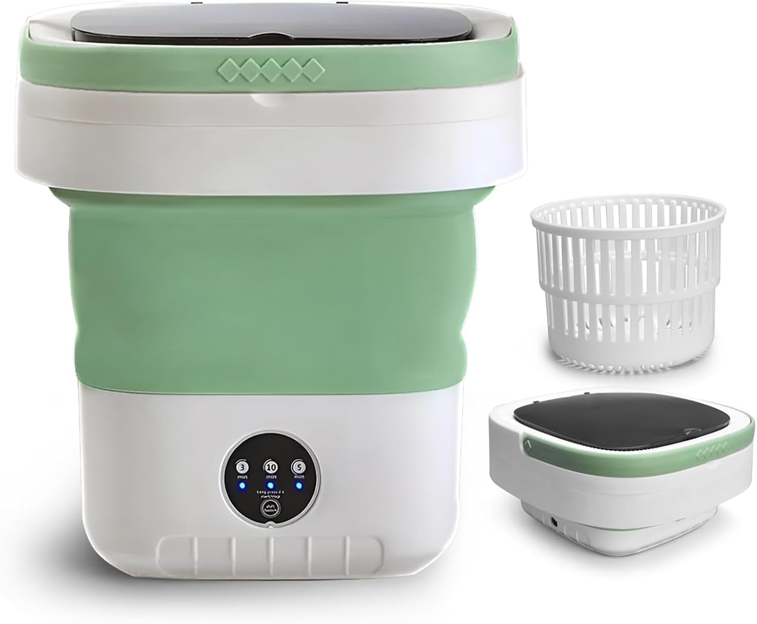 Smliekate Portable washing machine,Mini Washer, 12L upgraded large capacity foldable Washer, 3 Modes Timing Cleaning, for Socks, Baby Clothes, Towels and Small Items - Green
