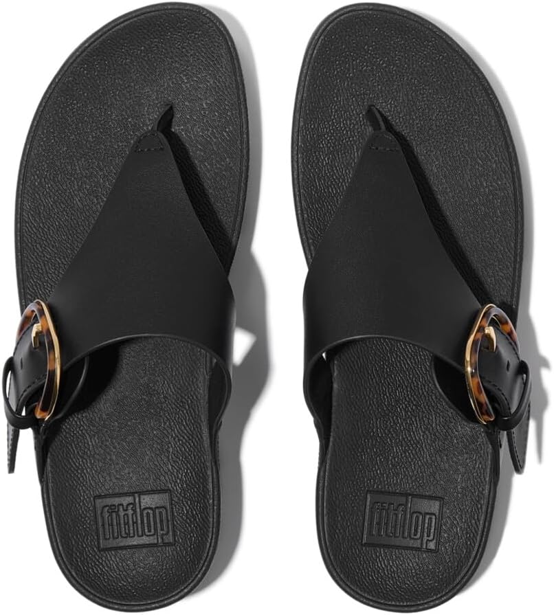 صندل لولو من الجلد بإبزيم من الراتنج بمقدمة مفتوحة للنساء من فيت فلوب