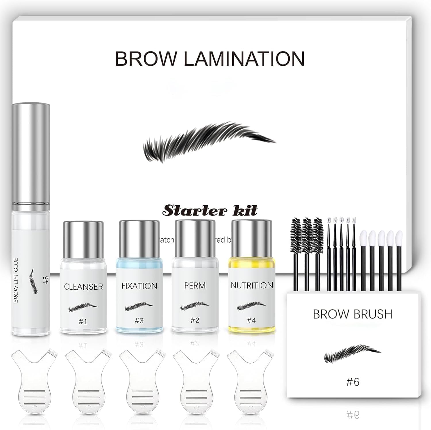 مجموعة تصفيح الحواجب، مجموعة تصفيح الحواجب، مجموعة تصفيف الحواجب الاحترافية التي تصنعها بنفسك لحواجب اكثر امتلاءً وفوضوية، تدوم 8 اسابيع، مناسبة للصالونات والاستخدام المنزلي