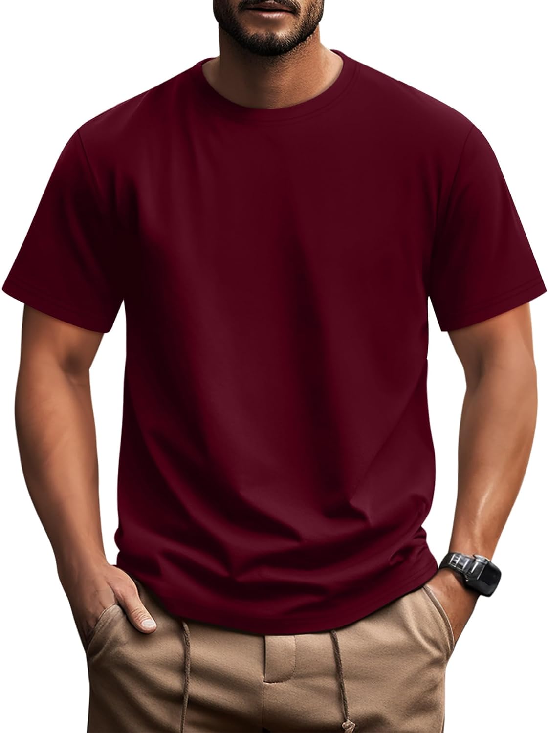 تيشيرت قطني صيفي للرجال بأكمام قصيرة ومقاس كبير وطويل من فيسرد، قبة دائرية، بلوزة واسعة، تيشيرت محبوك بقصة فضفاضة كاجوال، ميديوم - 7 اكس لارج