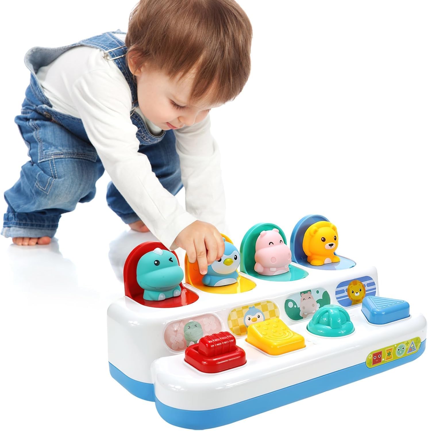 لعبة تعليمية من هوانجر، مصنوعة من الخشب، مناسبة للجنسين من عمر سنة واحدة. تتميز بوضعيات اللعب المزدوجة وآلية منبثقة بدون بطاريات. تساعد في تنمية التناسق بين اليد والعين.