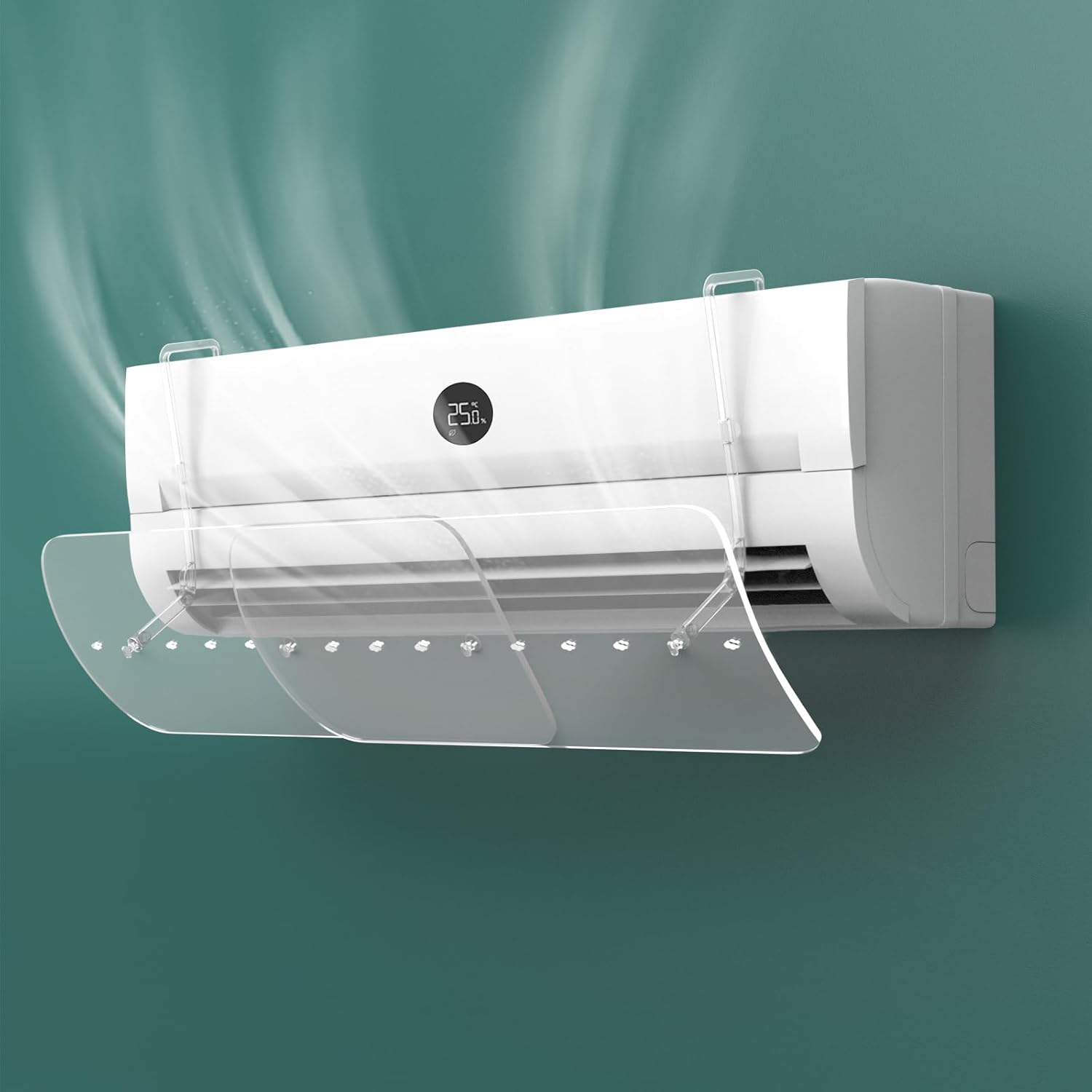 سومكايل عاكس هواء مكيف سبليت قابل للتعديل بدون ثقب ومضاد للنفخ المباشر ، حاجز للزجاج الامامي لمكيف الهواء المنزلي (شفاف) ايه بي اس