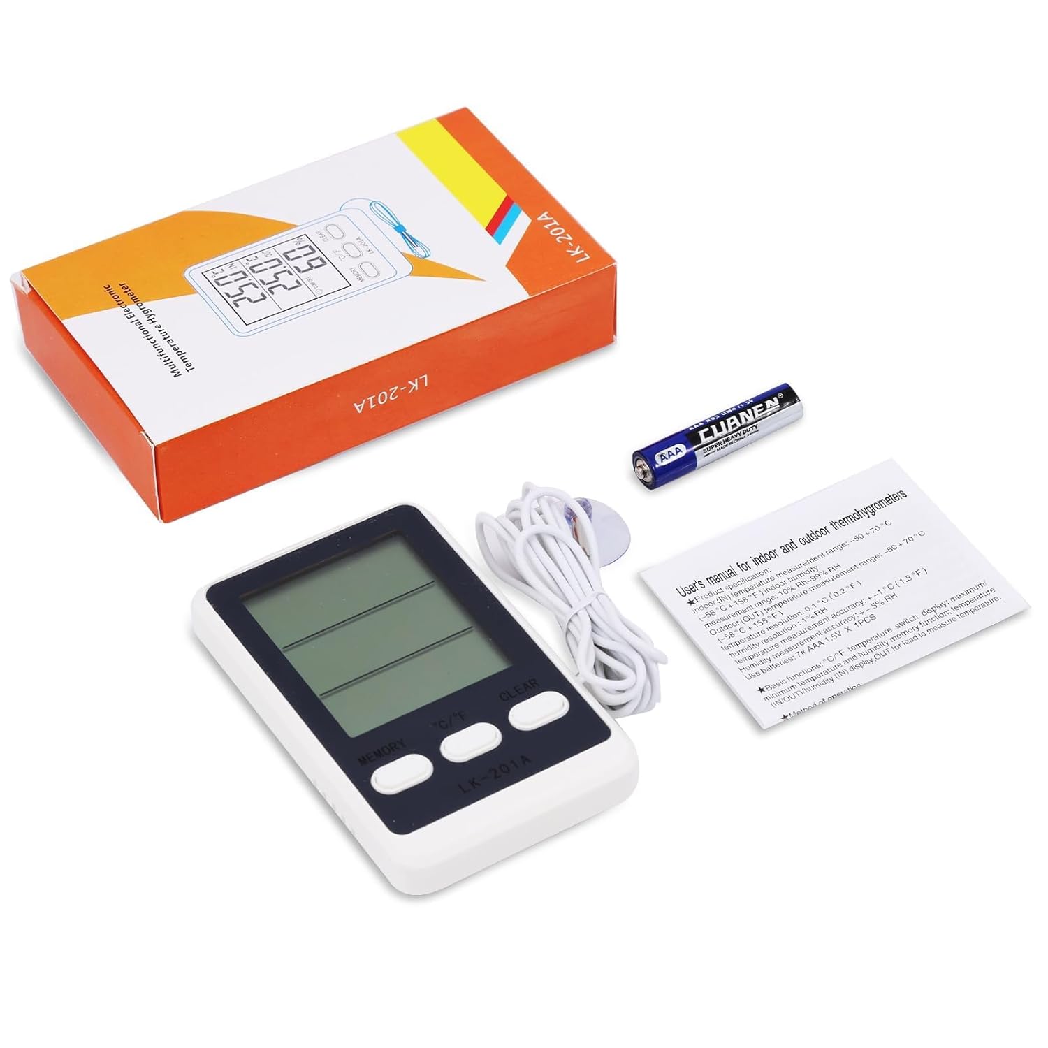 ميزان حرارة رقمي للثلاجة، جهاز مراقبة درجة الحرارة لاسلكي مع مستشعر مسبار، شاشة HD، تسجيلات الحد الأدنى/الاقصى، مفتاح للثلاجة والفريزر للاستخدام الداخلي والخارجي من ابوتو 18 61ctrsVm73L. SL1500