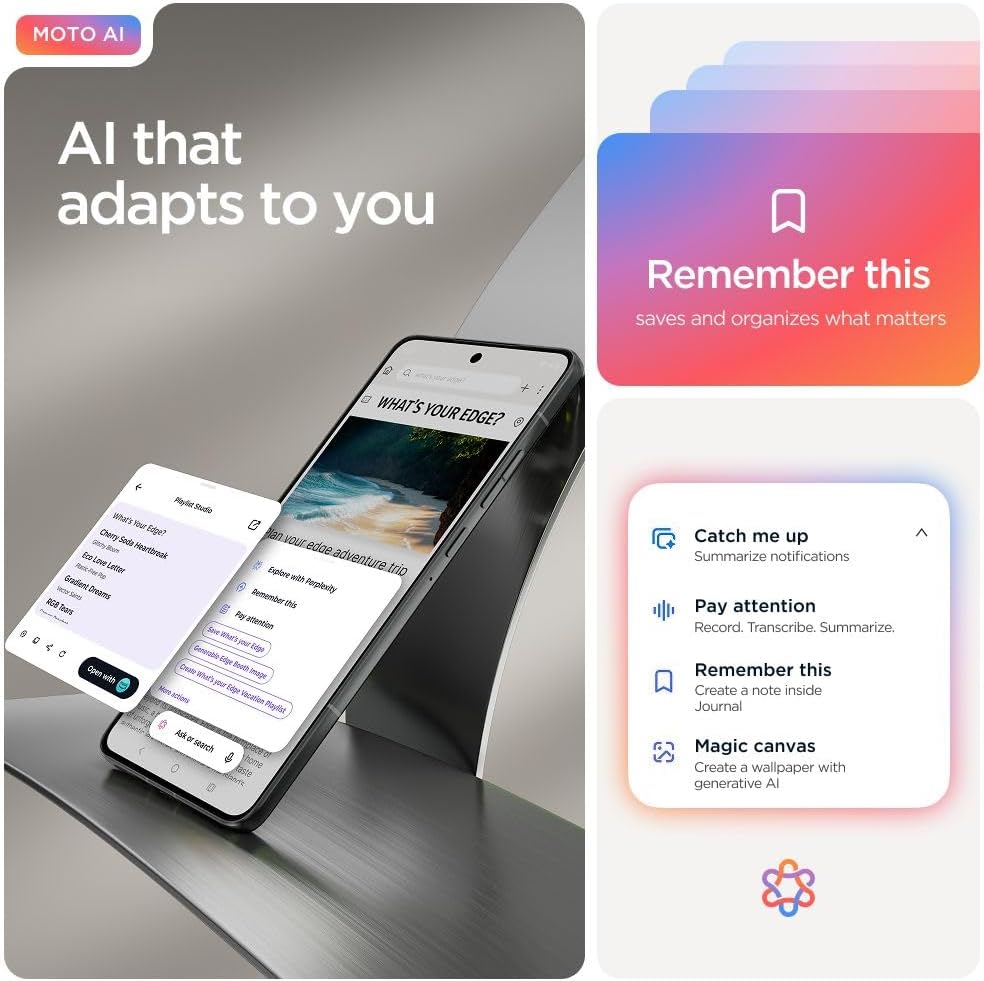 جوال موتورولا ايدج 70 5G بذاكرة 12+12 جيجابايت RAM بوست، وتخزين 512 جيجابايت بكاميرا بتثبيت بصري OIS وتصنيف مقاومة IP68/IP69 ومعالج سناب دراجون 7 الجيل 4، وشاشة pOLED مقاس 6.7 بوصة 120 هرتز (رمادي) 14 61ewmyj415L. AC SL1000