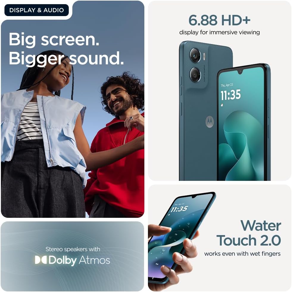 جوال موتورولا G06 4G، ذاكرة وصول عشوائية 4+8 جيجابايت، وذاكرة داخلية 128 جيجابايت، ومعالج ام تي كيه هيليو G81 اكستريم، وشاشة 6.88 بوصة فائقة الدقة 120 هرتز، نظام اندرويد 15، لون بانتون تابيستري 10 61nBtAy8z7L. AC SL1000