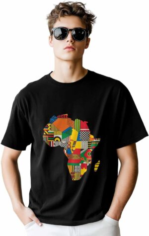 تي شيرت رجالي من القطن بأكمام قصيرة مطبوع عليه لوحة أفريقية تجريدية