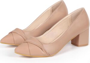 حذاء بكعب سميك سهل الارتداء بمقدمة مدببة للنساء