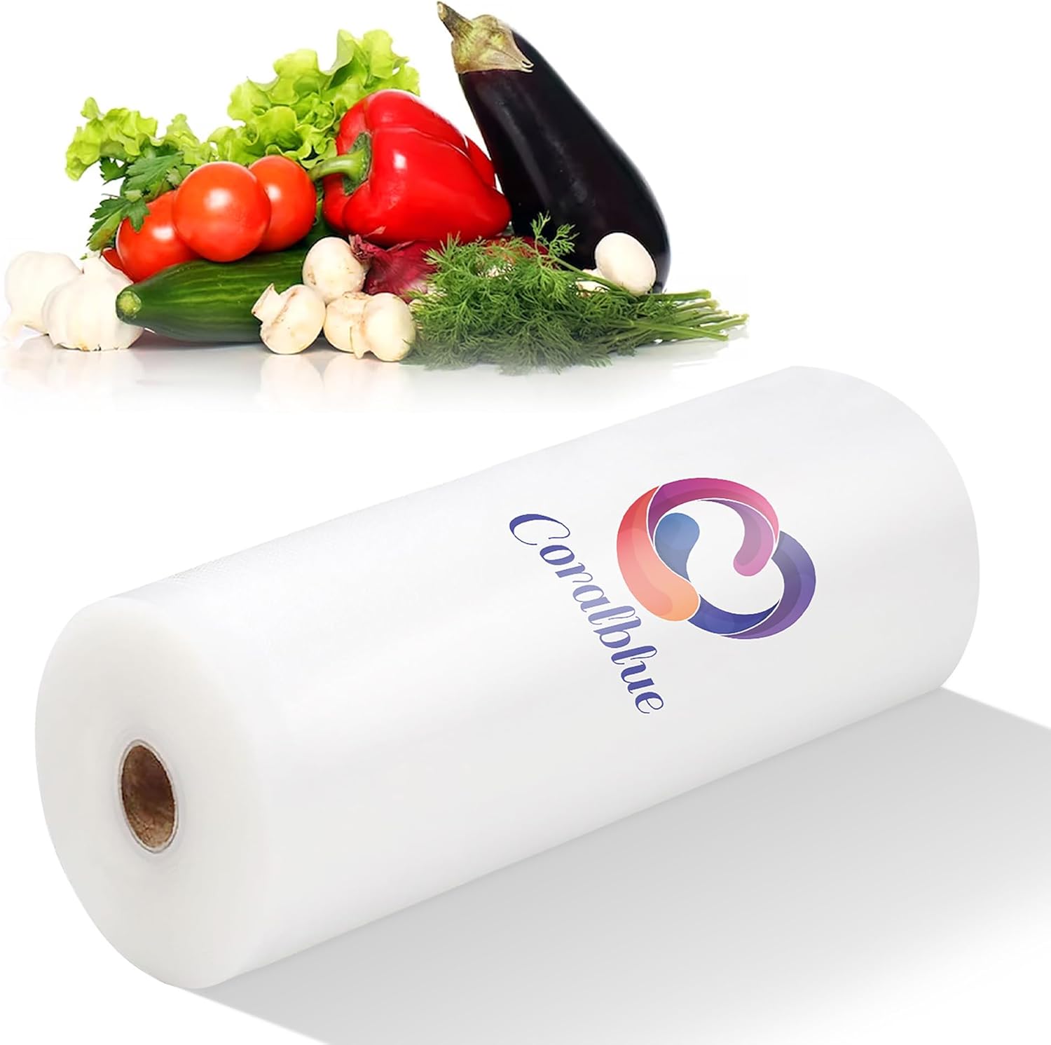 لفة مفرغة من الهواء من كورال بلو - عبوة من قطعة واحدة (28 سم × 15 متر) - لفافات المطبخ، اكياس محكمة الغلق بتفريغ الهواء تصنع الحجم الخاص لسو فيد او تخزين الطعام - لفة كبيرة متوافقة مع فود سيفر وغيرها