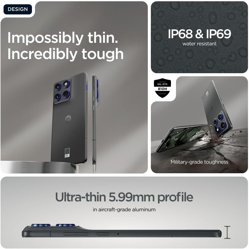 جوال موتورولا ايدج 70 5G بذاكرة 12+12 جيجابايت RAM بوست، وتخزين 512 جيجابايت بكاميرا بتثبيت بصري OIS وتصنيف مقاومة IP68/IP69 ومعالج سناب دراجون 7 الجيل 4، وشاشة pOLED مقاس 6.7 بوصة 120 هرتز (رمادي) 11 61wSoOuhf7L. AC SL1000