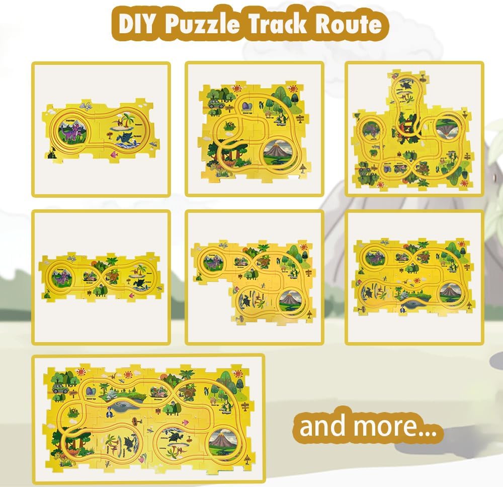 12 قطعة مضمار يمكنك تركيبها بنفسك للاطفال من دولي، العاب تعليمية مناسبة كهدية للاطفال بعمر 2 3 4 5 6 سنوات (ديناصور) 9