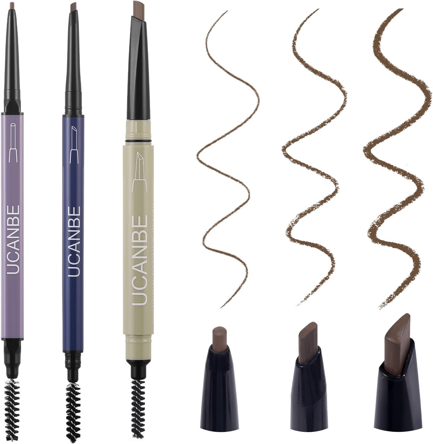 يوكانب - 3 رؤوس حواجب فريدة لأي مظهر: طرف مثلث كبير لتشكيل سريع، طرف رفيع 1.5 ملم لضربات تشبه الشعر وطرف بيضاوي مسطح للحفر