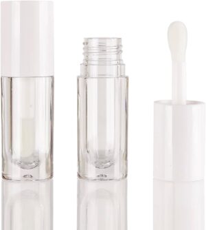 كوزدديا 50 قطعة بيضاء فارغة 6 مل عصا ملمع شفاه كبيرة مستديرة مكتنزة أنابيب الشفاه حاويات بالجملة مع سميكة