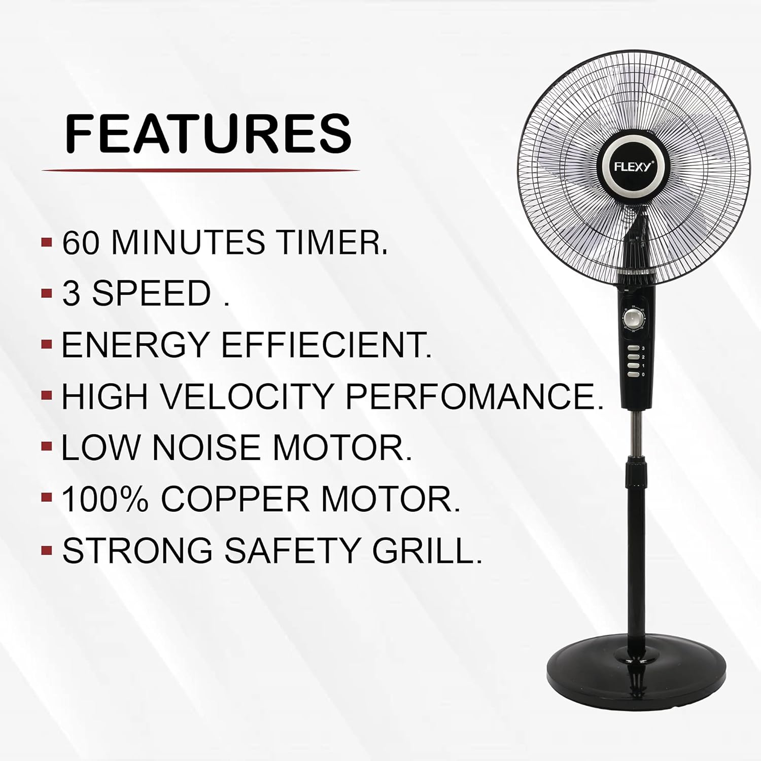 فلكسي® مروحة عمودية 16 انش 60 واط | مؤقت دقيقة 5 شفرات محرك نحاسي هادئ متذبذبة ارتفاع قابل للتعديل 3 سرعات موفرة للطاقة شبكة امان قوية | اسود 10 71 e1QLlBXS. AC SL1500