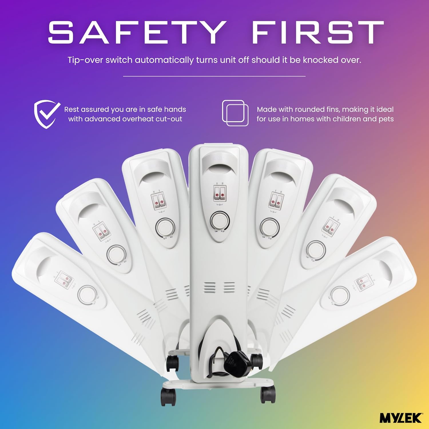 دفاية زيت من مايلك مع ثيرموستات (منظم حرارة) قابل للتعديل ومؤقت - 3 إعدادات للحرارة - دفاية محمولة كهربائية موفرة للطاقة بحماية من الانقلاب وقطع أمان (2500 واط، 2 كيلو واط) 13 7106udPp44L. AC SL1500