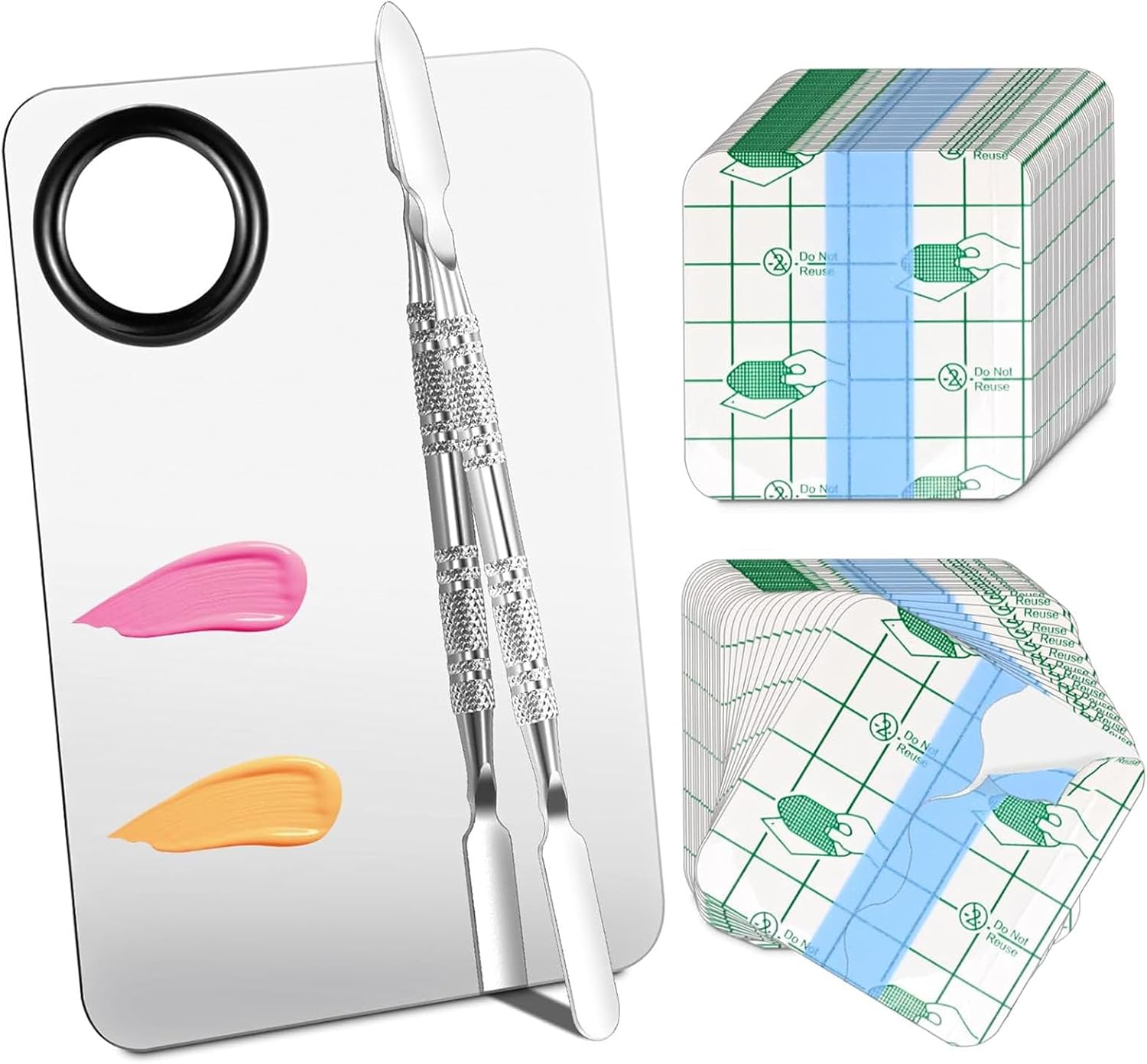 مجموعة باليت مزج المكياج من تزويق، باليت يد للمكياج، شريط مكياج شفاف للاستعمال مرة واحدة، ادوات مكياج الوجه الاحترافية لمزج كريم الاساس، ادوات فناني المكياج