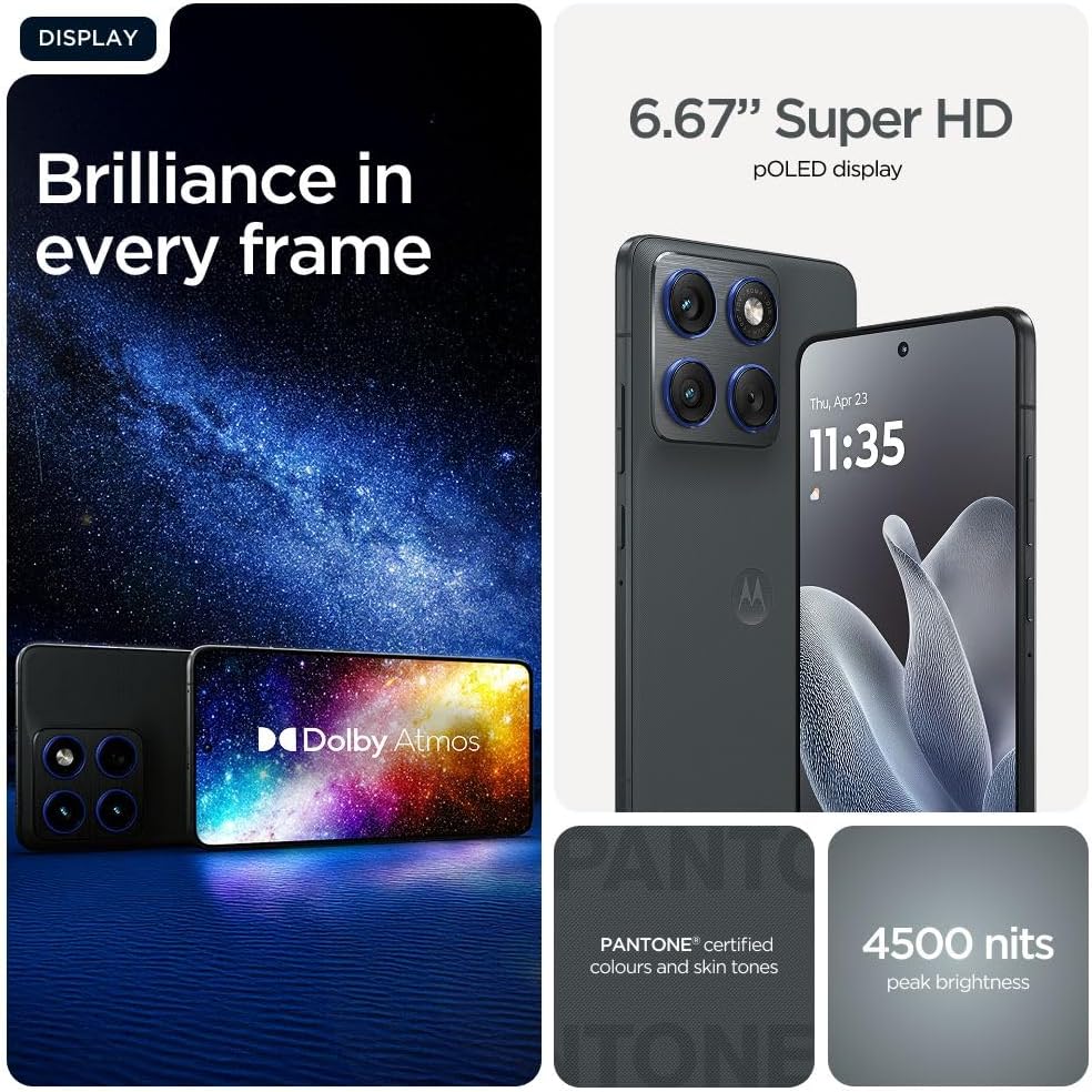 جوال موتورولا ايدج 70 5G بذاكرة 12+12 جيجابايت RAM بوست، وتخزين 512 جيجابايت بكاميرا بتثبيت بصري OIS وتصنيف مقاومة IP68/IP69 ومعالج سناب دراجون 7 الجيل 4، وشاشة pOLED مقاس 6.7 بوصة 120 هرتز (رمادي) 15 714MA7U1PhL. AC SL1000