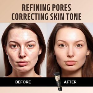 كريم سي سي، كريم تصحيح اللون بعامل حماية من الشمس 15+، كريم اساس بتغطية كاملة الكل في واحد، كونسيلر بتغطية كاملة، مضاد للاحمرار، ضبط لون البشرة، حماية من الشمس، مكياج طبيعي لامع (عاجي 30 غرام)