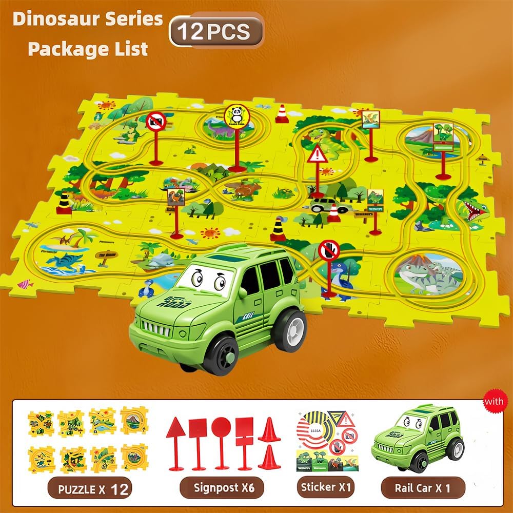 12 قطعة مضمار يمكنك تركيبها بنفسك للاطفال من دولي، العاب تعليمية مناسبة كهدية للاطفال بعمر 2 3 4 5 6 سنوات (ديناصور) 7 717EkW377PL. AC SL1000