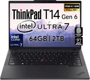 Lenovo ThinkPad T14 Gen 5 Business Laptop 14" FHD+ IPS, Intel Ultra 7 155U, 64GB DDR5 RAM, 2TB SSD, 5MP Webcam, Fingerprint, Backlit, Wi-Fi 6E, 2 Thunderbolt 4, AI PC, W11P