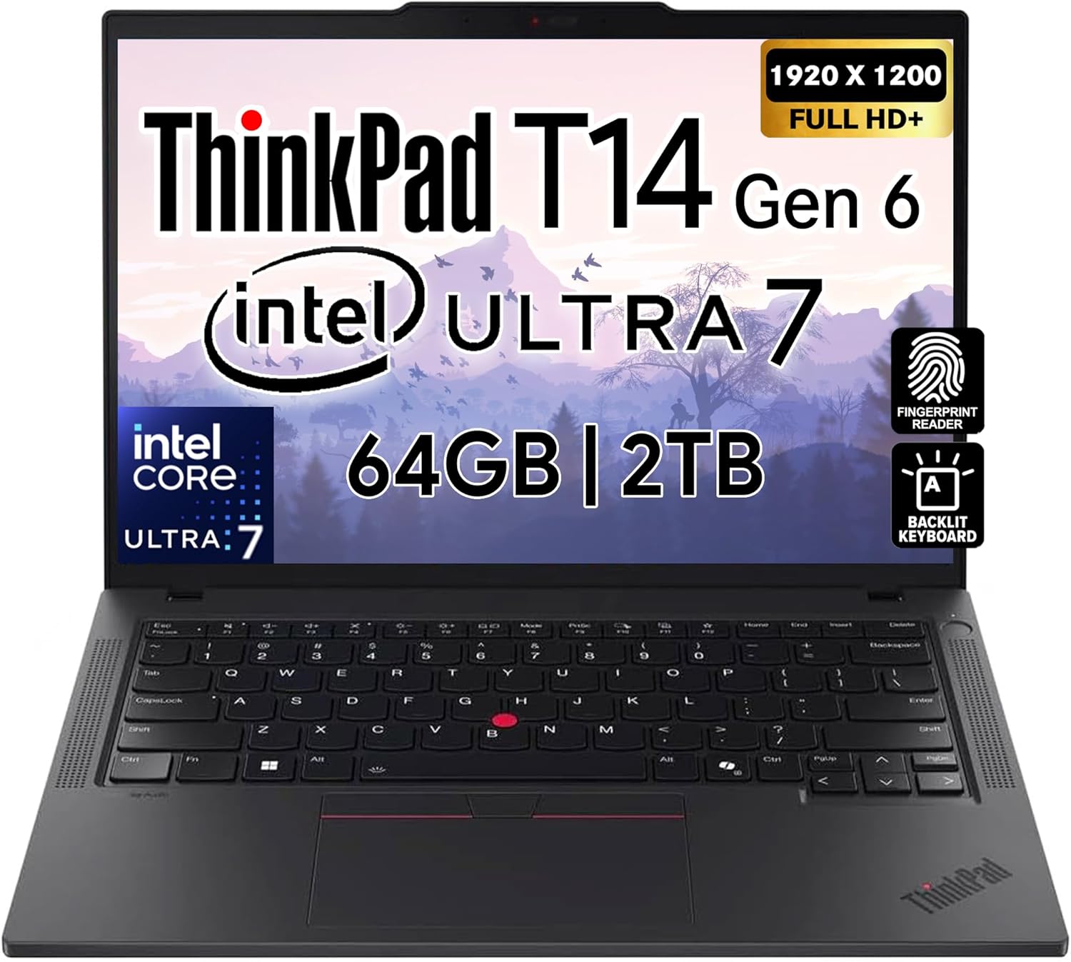 Lenovo ThinkPad T14 Gen 5 Business Laptop 14" FHD+ IPS, Intel Ultra 7 155U, 64GB DDR5 RAM, 2TB SSD, 5MP Webcam, Fingerprint, Backlit, Wi-Fi 6E, 2 Thunderbolt 4, AI PC, W11P