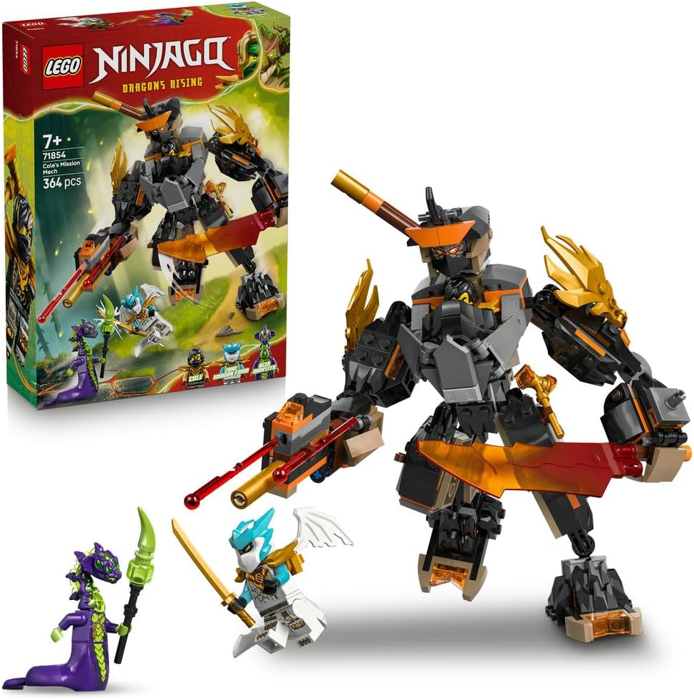 ليغو NINJAGO‎ ألعاب آلي مهمّة كول وزين التنين، لعبة نينجا للأطفال بعمر ٧ سنوات وأكثر، مجموعة لعب مع 3 شخصيات صغيرة لكول وزين التنين ووحش الأحماض، هدية نينجا للأطفال (٣٦٤ قطعة) 71854