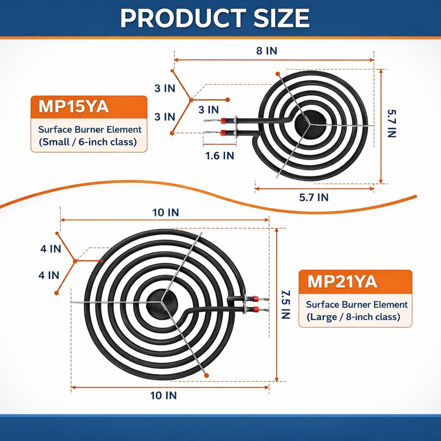 مجموعة عناصر موقد كهربائي MP22YA من دي بي دي، 4 قطع 2 × 6 انش MP15YA و2 × 8 انش MP21YA، متوافقة مع مواقد هاردويك وكينمور ومايتاج ونورج وويرلبول الكهربائية 10 71DBpjb3ySL. AC SL1500