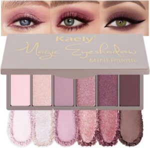 باليت ظلال عيون صغيرة 6 الوان من كايلي، باليت ظلال عيون لامعة بلون موف بلام مات للنساء، مقاومة للماء، نباتية ولم يتم اختبارها على الحيوانات، 04