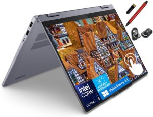 Lenovo IdeaPad 5i 2-in-1 Laptop, 14" WUXGA Touchscreen, Intel 12-core Ultra 5 225U AI up to 4.8GHz, 8GB LPDDR5 RAM, 512GB SSD, Backlit Keyboard, Luna Grey, Windows 11, EAT 16GB USB Pen Accessories