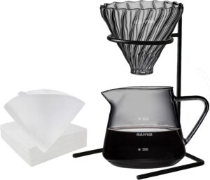 مجموعة قهوة V60 02 من كاهوا ماكينة تحضير القهوة بالتنقيط مع قمع وحامل فلاتر تقطير v60 طراز 18 زجاج متعدد الألوان