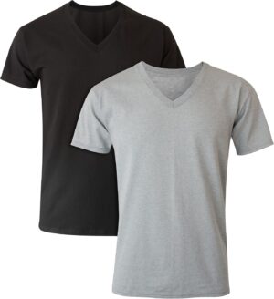 هنس تي شيرت رجالي برقبة على شكل حرف V، مصبوغ، مقاس S