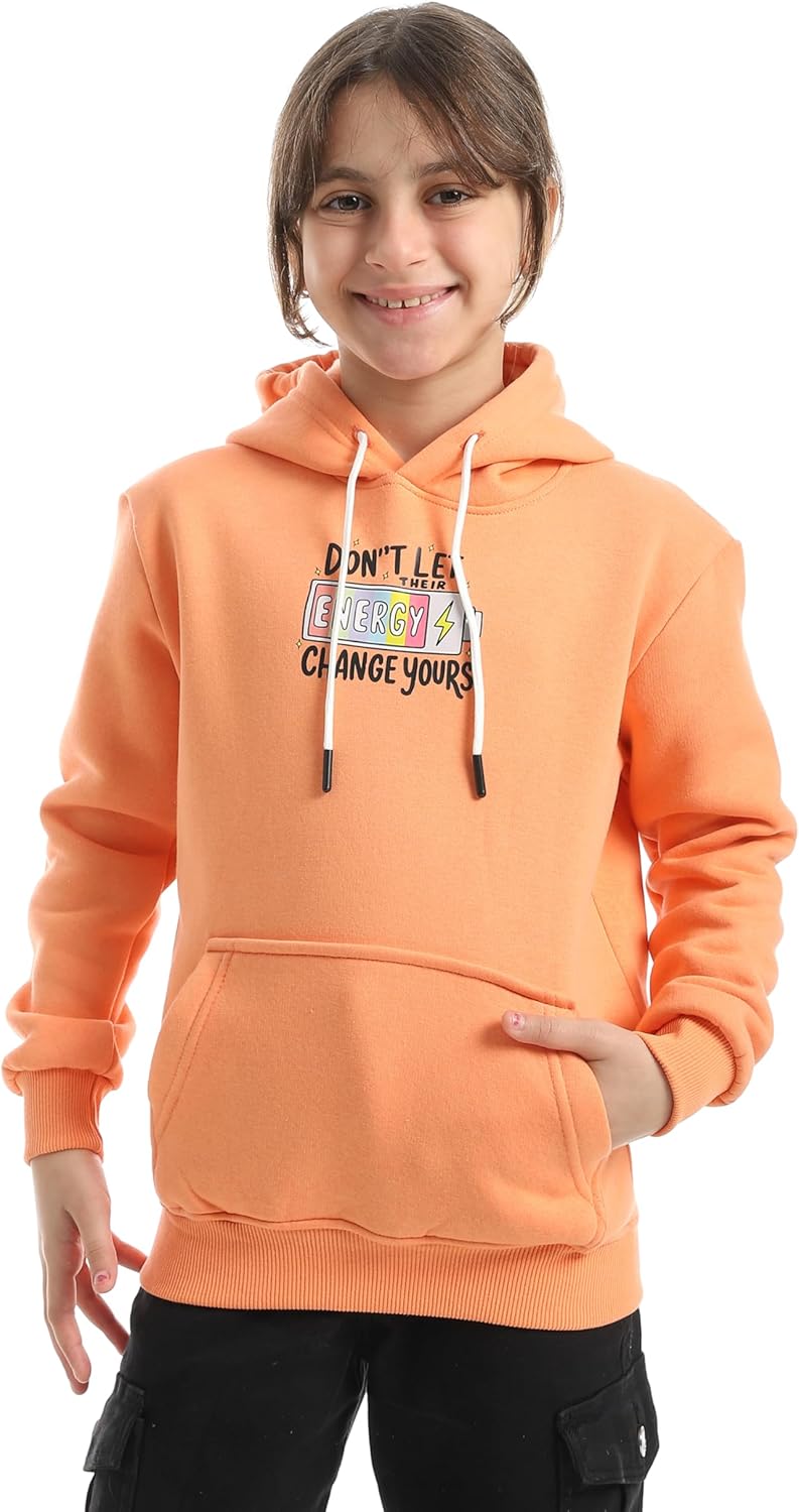 سويت شيرت بغطاء للرأس مطبوع للبنات ومصنوع من الصوف من اندورا