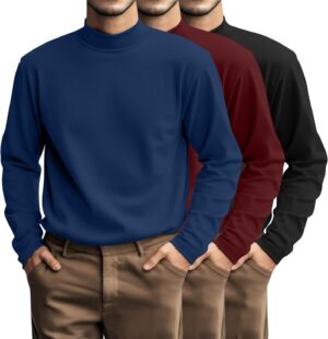 ريبر سويتر رجالي كبير وطويل بقبة دائرية واكمام طويلة وقبة مدورة كاجوال من القطن 3 قطع