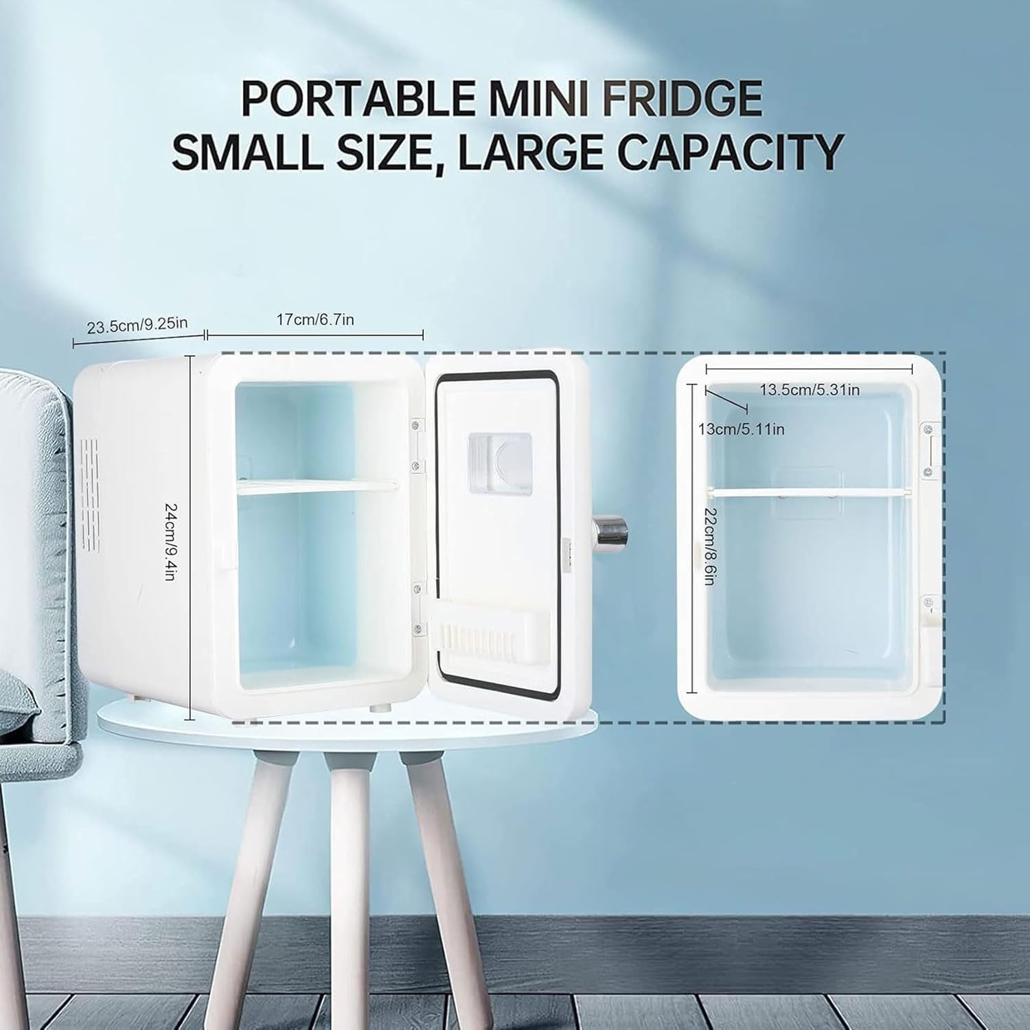 Mini Fridge, Portable Mini Fridge 6-Can Travel Compact Refrigerator, AC/DC Portable Thermoelectric Cooler and Warmer, for Food, Drinks, Skincare, Beauty & Breast Milk, Travel, and Car (Beige-F) 10 71VPK21BJDL. AC SL1500