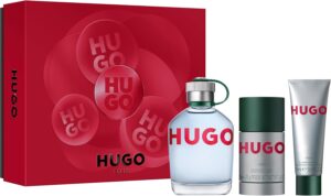 مجموعة هدايا ثلاثية او دي تواليت للرجال من هوغو للرجال ومزيل عرق ستيك وجل استحمام