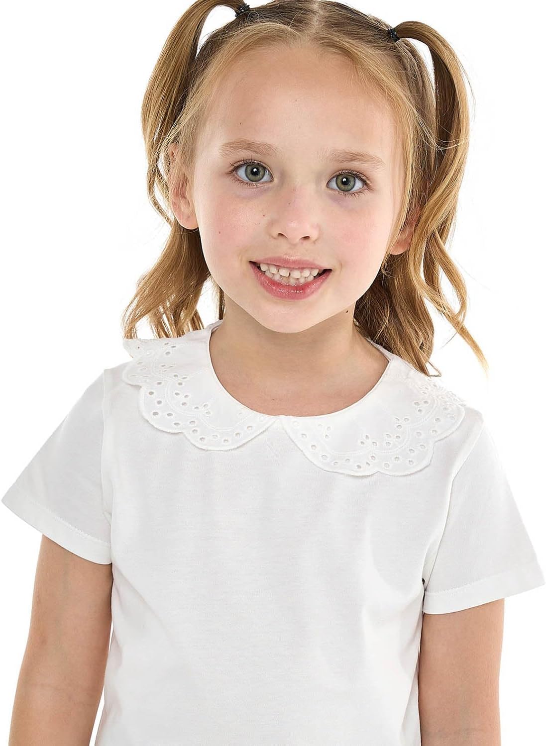 R&B Girls 325-0974KG195-4 Solid Top with Baby Collar and Short Sleeves 9 71YWkcL6sgL. AC SL1500