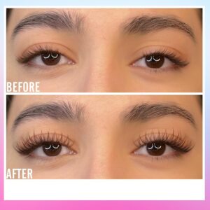 مجموعة وصلات رموش طبيعية من بابوريتش، مجموعة مجموعات الرموش، وصلات رموش ناعمة 9-12 ملم وصلات رموش فردية مع غراء لاصق للرموش وملقط وصلات الرموش يمكنك تركيبها بنفسك.