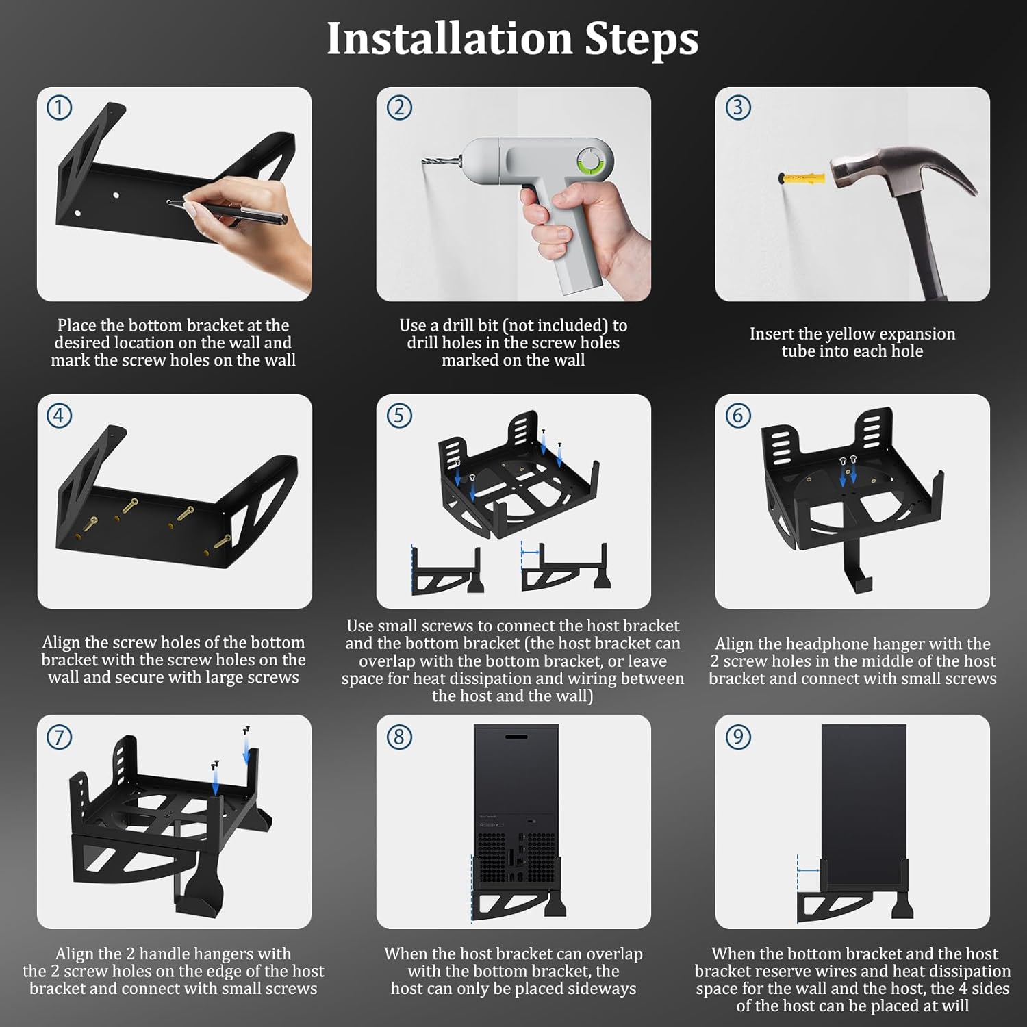 Wall Mount for Xbox Series X - Wall Mount Stand Kit with Detachable 2 Controller Holder & Headphone Hanger, Mount on The Wall, Compatible with Xbox Series X Accessories 14 71d4JmJd66L. AC SL1500
