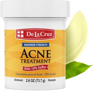 مرهم لعلاج حب الشباب من دي لا كروز يحتوي على الكبريت بتركيز 10% - مخصص لازالة بثور الكيسية والرؤوس السوداء الوجه والجسم 2.6 اونصة- (متعدد الالوان)