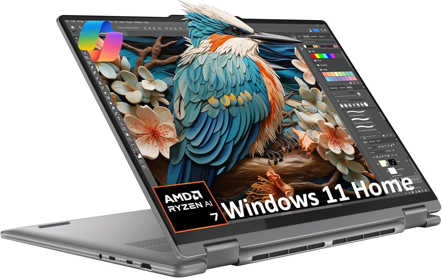 Lenovo Yoga 7 7i 2-in-1 Laptop (16" FHD+ Touchscreen, AMD Ryzen 7 8840HS (Beat i7-1355U), 16GB RAM, 1TB SSD), AI PC, Backlit Keyboard, Fingerprint, FHD IR Webcam, WiFi 6E, Win 11 Home, Arctic Gray