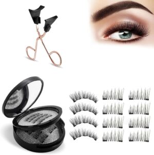 رموش صناعية مغناطيسية من موسيلونز مكونة من 6 ازواج من طبقتين، مظهر طبيعي، لا حاجة للصمغ، قابلة لاعادة الاستخدام، لطيفة على العينين، مجموعة رموش ثلاثية الابعاد مع ملاقط تطبيق، صندوق مغناطيسي مستقل