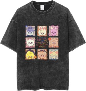 واي جي واي بي قمصان كيه بوب ستراي كيدز تي شيرت فيليكس بانغشان هيونجين للجنسين تيشيرتات عتيقة