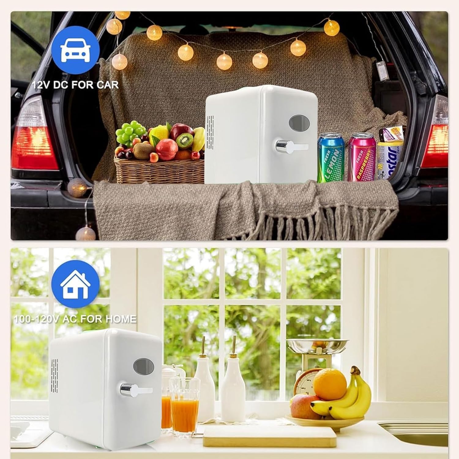 Mini Fridge, Portable Mini Fridge 6-Can Travel Compact Refrigerator, AC/DC Portable Thermoelectric Cooler and Warmer, for Food, Drinks, Skincare, Beauty & Breast Milk, Travel, and Car (Beige-F) 13 71iMHcw6s+L. AC SL1500