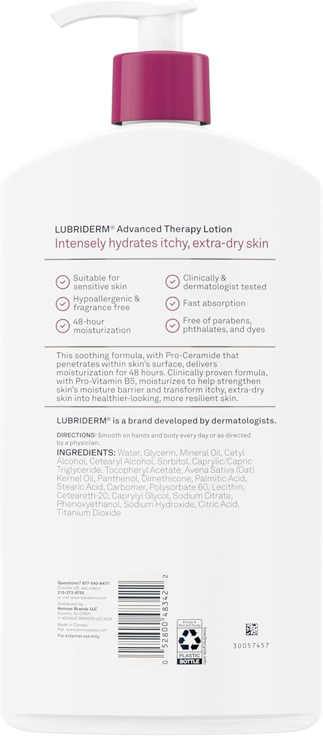 لوشن للجسم كامل من لوبريدرم مرطب للبشرة الجافة، خالي من العطور مع فيتامينات هـ وبروفيتامين ب 5، 32 أونصة سائلة 17