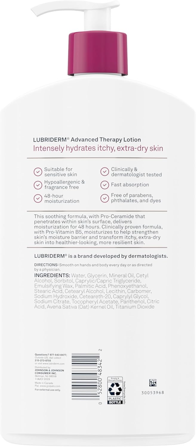 لوشن للجسم كامل من لوبريدرم مرطب للبشرة الجافة، خالي من العطور مع فيتامينات هـ وبروفيتامين ب 5، 32 أونصة سائلة 18 71mamBPl7VL. AC SL1500